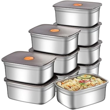 GIUOIDUO 20 PCS Food Storage Containers with Lids Airtight 10 Containers 10 Lidsstainless steel food containers leak proof storage box with lid Locking Food Storage Container freezer storage