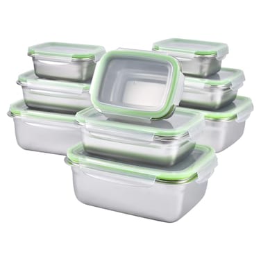 UPTRUST Stainless Steel Food Storage Containers Leak Proof Airtight Lids Set of 9 Containers Dishwasher Freezer Safe
