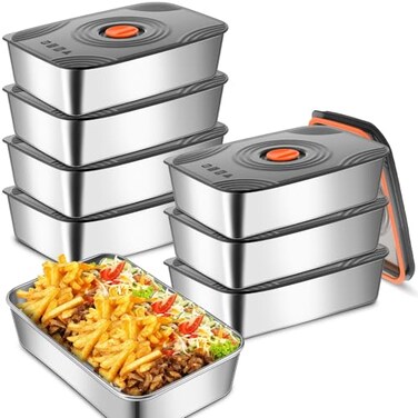 Blushtier 8 Set 60oz Stainless Steel Food Storage Containers Reusable Metal Meat Marinating Container with Lids Fruit Lunch Storage Box for Leftoversdishwasher and Freezer Safe 1800ml