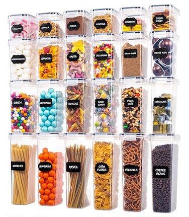 Oizeir Airtight Food Storage Containers Set Air Tight with Lids Pasta Flour Sugar Cereal Storage Containers for Food Clear24 Pack
