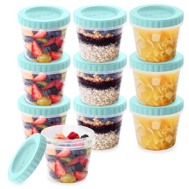 Bentgo Prep 20 Piece 16 fl oz LeakProof Deli Containers with Lids Food Storage for Meal Prep TwistTop Reusable PFAS BPAFree Stackable Microwave Freezer Dishwasher Safe Sea Blue