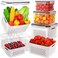 Winproper 4 PCS Fruit Storage Containers for Fridge Produce Containers for Fridge with Removable Colander AllInOne Fruit Washing Bowl with Strainer MicrowaveDishwasher Safe for Salad Berry Lettuce Kee