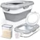 Komzon Rice Storage Container Collapsible Airtight Food Storage Containers 620 Lbs Rice Dispenser with Measuring Cup and Small Bin for Flour Cereal Pasta Grain Cat Pet Dog Bird Food Container