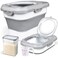 Komzon Rice Storage Container Collapsible Airtight Food Storage Containers 620 Lbs Rice Dispenser with Measuring Cup and Small Bin for Flour Cereal Pasta Grain Cat Pet Dog Bird Food Container