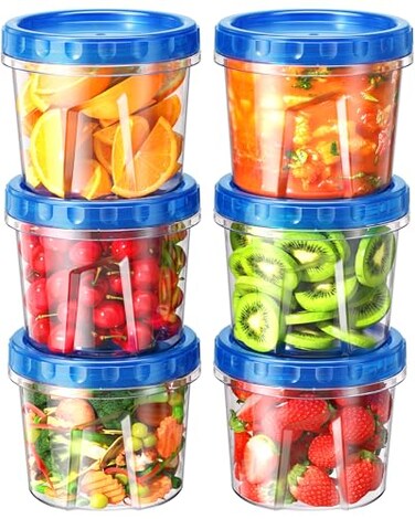 BiuLeon 6 Pack24 oz Freezer Storage Containers Plastic Food Storage Containers with Twist Top Lids BPA Free and Reusable Soup Containers with Lids LeakproofMicrowaveDishwasher Safe