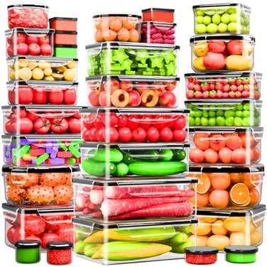 Panxenaulos 62 Pcs Large Food Storage Containers with Lids AirtightTotal 656OZ31 Containers 31 Lids Reusable BPAFree Plastic Food Container for Kitchen Organization Leakproof MealPrep Containers for L