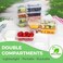 MACTANO Reusable Snack Containers with Lids 9 oz Double Compartment Plastic Snack Pack Containers Portion Control Meal Prep Snack Boxes BPA Free 20 Sets for Work Travel School