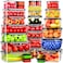 Panxenaulos 54 Pcs Food Storage Containers with Lids Airtight 27 Containers 27 Lids Reusable BPAFree Plastic Food Containers for Kitchen Organization Leak Proof FreezerMicrowave Safe Meal Prep Lunch B