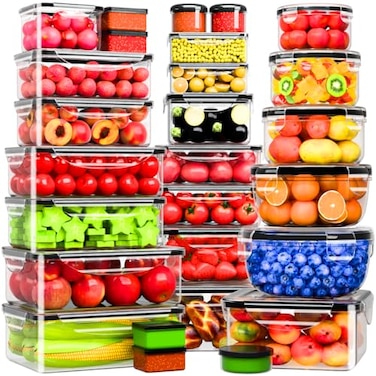 Panxenaulos 54 Pcs Food Storage Containers with Lids Airtight 27 Containers 27 Lids Reusable BPAFree Plastic Food Containers for Kitchen Organization Leak Proof FreezerMicrowave Safe Meal Prep Lunch B
