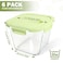 Susukkie Glass Soup Containers with Lids 32oz Borosilicate Glass Storage Containers 4 Cup Freezer to Microwave Safe Airtight Leak Proof Square Meal Prep Containers for Lunch Travel 6 Pack