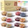 CUNLU 20 Pack Reusable Snack Containers with Lids Double Compartment Snack Containers for kids Adults 2 Compartment Condiment Containers Dishwasher Microwave Safe for Portion Control Meal Prep