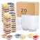Prdingfy 20 Pack Reusable Snack Containers with Lids Double Compartment Condiment Snack Pack Containers with 20 Forks Microwave Safe Portion Control Containers for Meal Prep Takeout Party Travel