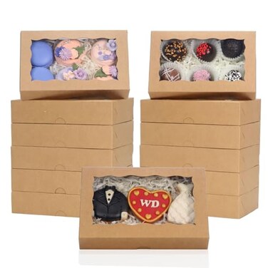 RomanticBaking 50 Pack DIY Assembly Brown 7 x 4 38 x 1 inches Cookies Boxes BakeryTreat Boxes Packaging for Macaron Chocolate Truffle Cakesickle