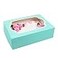 Global Sugar Art 5Count Quarter Sheet Cake Box with Window Sturdy AutoPopup 14 x 10 x 4 Inches Designer Blue
