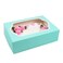 Global Sugar Art 5Count Quarter Sheet Cake Box with Window Sturdy AutoPopup 14 x 10 x 4 Inches Designer Blue