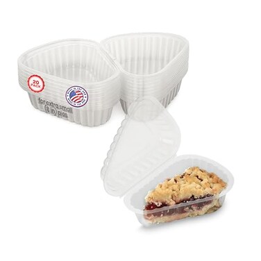 MT Products Hinged Extra Small Plastic Pie Cheesecake Cake Slice Container for Small Pies and Cakes Pack of 20 Made in The USA