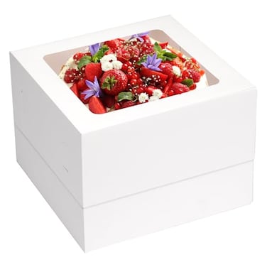 Moretoes 10pcs Cake Boxes 12x12x8 Inch White Bakery Boxes with Window Tall Dessert Cardboard Containers for Cakes Cupcakes Pies Donuts Cookies for Valentines Day Mothers Day