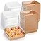 Hiceeden 100 Pack Charcuterie Boxes with Clear Lids 54525 Paper Bakery Dessert Sandwich Box Disposable Square Food Containers for Cookies Donuts Muffins Salad and Pastry Brown