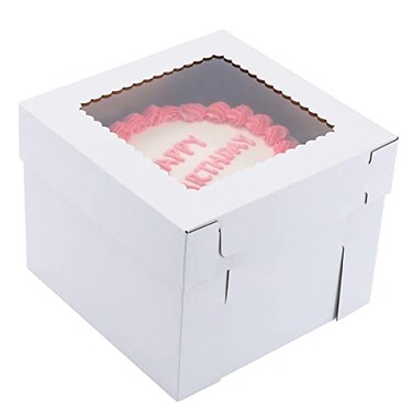 Huoshange Tall Cake Boxes for Tier Cakes 14x14x12 Inch 2 Pack Wedding Cake BoxesSturdy Tall Bakery Boxes with WindowLayer Cake CarrierDisposable Cake Containers