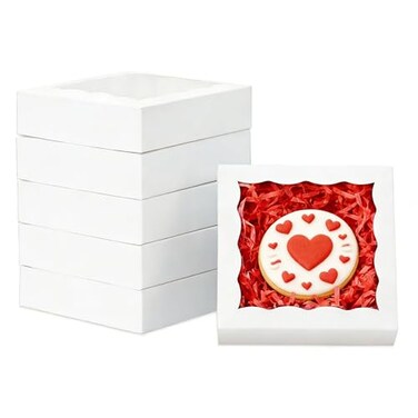 XINHPKGG 100 Pcs Individual Cookie Boxes 4 12 x 4 12 x 1 15 Inch Small Bakery Boxes Small Gift Box for Wedding Favors Party