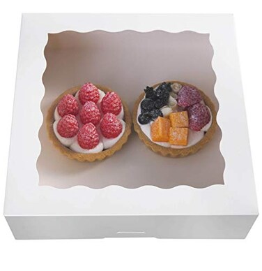 ONE MORE 10inch White Natural Bakery Pie Boxes With PVC WindowsLarge Cookie box 10x10x25inch 12 of Pack