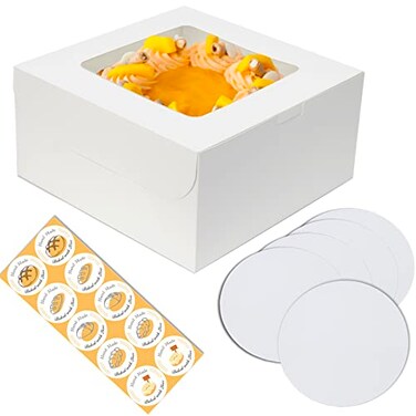 GylSun 5 sets Cake Boxes 10x10x5 inches with Cake Boards Bakery Boxes for Cakes