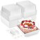 Ocmoiy 7x7x4 Inches White Paper Cake Boxes with Clear Lids for 6 Inch Cakes 20 Pack Square Disposable Cake Bakery Take Out Containers To Go Dessert Boxes