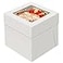 WINKIO 4 Pack Cake Boxes 8 Inch Disposable Cake Transport Container White Bakery Boxes with Large Window for Cookies Pies Cupcakes Pastry 888 Inches