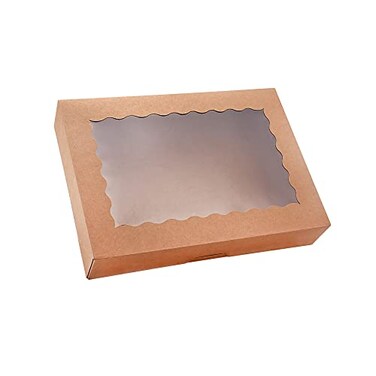 Tcoivs 20Pack Bakery Boxes with Window 12 x 8 x 25 Cookie Boxes Treat Boxes Large Donut Boxes for Muffins and Pastries Brown