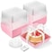 ZORRITA 7 x 7 x 4 Inches Paper Cake Boxes with Clear Lids 20 Pack Disposable Charcuterie Boxes Square Food Containers for 46 Inch Cake Dessert Pie Cupcake Bakery Pink