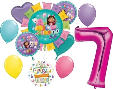 Anagram Gabbys 7th Birthday Party Supplies Cats and Dollhouse Balloon Bouquet Decorations