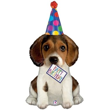 Betallic XL 41 Happy Birthday Puppy Shaped Mylar Foil Balloon