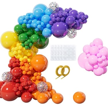 KUULBELA 162 Pcs Rainbow Garland Balloon Kit mixed size 18 10 5 Inch Rainbow arch balloon kit for Birthday Baby Shower Wedding