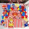 kozee Carnival Circus Theme birthday party decorations include red blue yellow balloon foil hot air popcorn balloons striped banner tablecloth Backdrop carnival road sign paper card Signboard decor