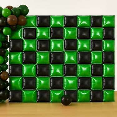 HOMEZZO Pixel Party Square Balloon Wall Backdrop 56 PCS Green Black Foil Metallic Double Side Cube Ballloon Arch Kit for Birthday Photo Booth Party Decorations
