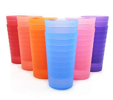 KX-WARE KXWARE Mixed Drinkware 22ounce Plastic TumblersDrinking GlassesParty CupsIced Tea Glasses Set of 12 Multicolor Unbreakable Dishwasher Safe BPA Free