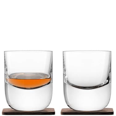 LSA International LSA WH12 Whisky Renfrew DOF Tumbler 91 fl ozH4in Clear Walnut Coaster x 2