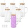 Maucircol 20 Oz Snow Globe Glass Cup With Handle 6 Pack PreDrilled Double Wall Glass Coffee Mug For Snowglobe Diy Glitter Double Wall Snow Globe Tumbler with Bamboo Lid