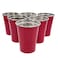 D'Eco DEco Reusable 16 oz Red Party Cups 6 Pack Unbreakable Stainless Steel Dishwasher Safe Drinking Glasses Great for Hosting Entertaining Cups for College Party Games Great Holiday Xmas Gift