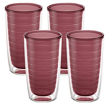 Tervis Clear Colorful Tabletop Made in USA Double Walled Insulated Tumbler Travel Cup Keeps Drinks Cold Hot 16oz 4pk Elderberry Wild