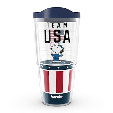 Tervis Peanuts Snoopy Team USA Summer Olympics Made in USA Double Walled Insulated Tumbler Travel Cup Keeps Drinks Cold Hot 24oz Classic