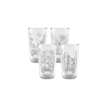 Tervis Wildflower Crystal Collection Made in USA Double Walled Insulated Tumbler Travel Cup Keeps Drinks Cold Hot 16oz 4pk Assorted