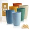 BUSOKIP Wheat Straw Cups 16 OZ Plastic Drinking Glasses Drinking Cup Unbreakable Kitchen Cups Sets of 6 Microwave Dishwasher Safe Water Glasses Reusable Plastic Cup for Party Multicolor