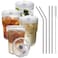 HIGIINC Iced Coffee Cups With Lids and Straws 4 Pcs 16 OZ Unbreakable Glasses Drinking SetClear Plastic Cups Reusable Iced Coffee Tumbler with Lid and Straw To Go Coffee Cups Dishwasher Safe