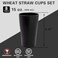 ejonirinjonir EI 15oz Black Wheat Straw Cups Set of 8Drinking GlassesReusable Plastic CupsUnbreakable Cups for KitchenSuitable for Dinner on Picnic Outdoor Activities Dormitory