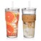 AUFXKOO 20oz Ribbed Glass Cups with Lids and Straws2PCS Glass Tumbler with Straw and LidIced Coffee Cups Drinking Glasses for Juice Whiskey Cocktail Beer