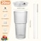 AUFXKOO 20oz Ribbed Glass Cups with Lids and Straws2PCS Glass Tumbler with Straw and LidIced Coffee Cups Drinking Glasses for Juice Whiskey Cocktail Beer