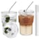 HIGIINC Iced Coffee Cups With Lids and Straws 2 Pcs 16 OZ Unbreakable Cup Drinking SetClear Plastic Cups Reusable Iced Coffee Tumbler with Lid and Straw To Go Coffee Cups Dishwasher Safe