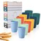 Lazycorner Wheat Straw Cup 12 Pcs Drinking Glasses Unbreakable Drinking Cup Reusable Water Plastic Glasses Tumblers with 6 Colors 12 oz