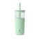 REDUCE Aspen 20 oz Vacuum Insulated Glass Tumbler with Lid Extra Wide Straw Keeps Drinks Cold for 12 Hrs Ideal for Iced Coffee Smoothies Boba Dishwasher Safe Soft Base Matcha